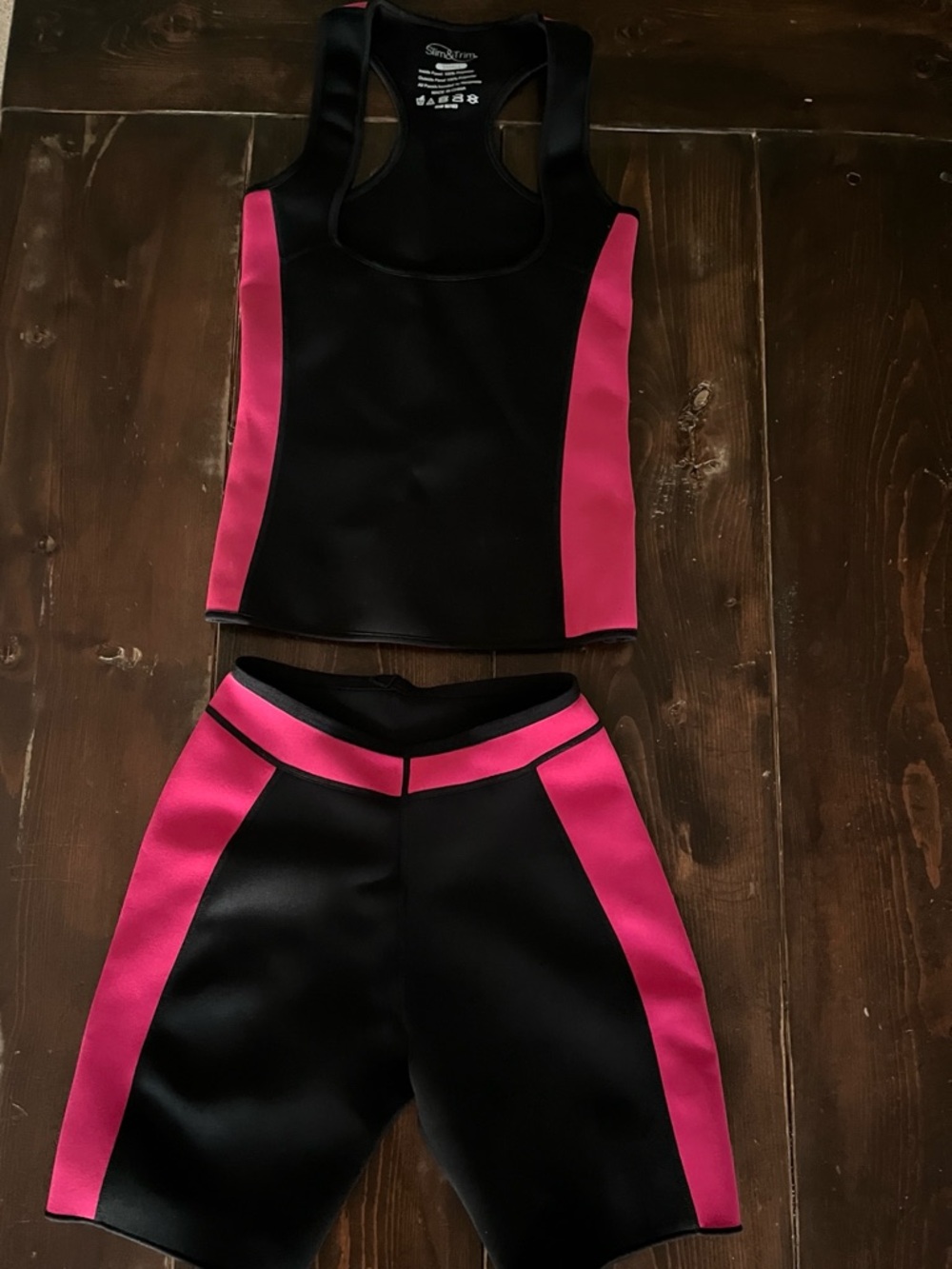 Black and Hot Pink Neoprene Workout Set Ladies Small